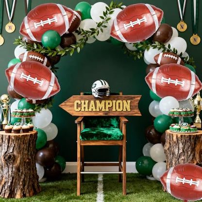 Football Balloons, 6 Pcs Large Foil for Boys Men Sports Birthday Party - style: Football
