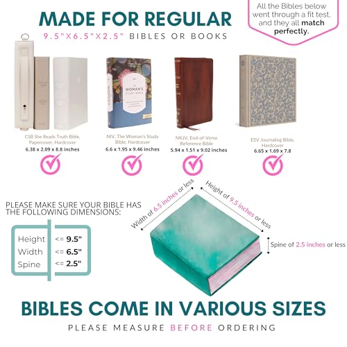 Quilted Bible Case for 6.5 X 9.5 inch Books, Bible Carrying Case for Women, Pink Bible Cover - color: Pink