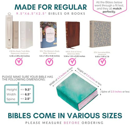 Quilted Bible Case for 6.5 X 9.5 inch Books, Bible Carrying Case for Women, Pink Bible Cover - color: Pink