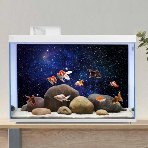 24x16 inches Galaxy Aquarium Backdrop Blue Starry Sky Fish Tank Background | AWERT Universe Space Nebula Stars Terrarium Background - size: 24x16in/60x40cm