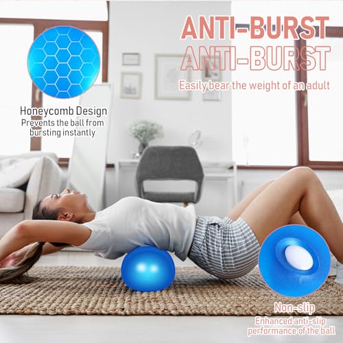 Leyndo 4 Pcs Yoga Exercise Ball Pilates Pregnancy Birthing Fitness Ball with Quick Pump Anti Burst for Improved Posture, Balance, Yoga, Pilates, Training, 4 Colors - size: 9 Inch