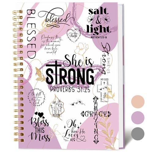 XKDOUS Hardcover Spiral Notebook with Tabs and Bible Tracker, College Ruled Notebook Journal, Church Notes Journal for Women, Bible Journal, Blank Notebooks for Work School Note taking, Purple - color: Purple