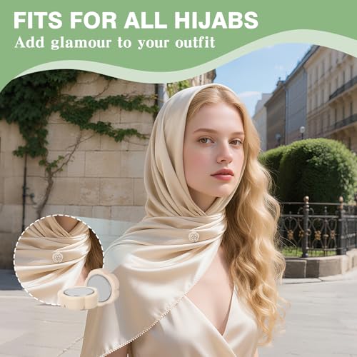 12 Pairs Hijab Magnets Strong Hijab Pins for Women Pinless Magnetic Clothing Clips for Scarf Veil Shirts Dress Muslim Islamic Gifts for Women - Rose - color: Rose