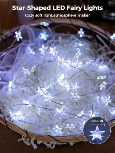 6Packs 6.6ft 20LEDs Star Fairy Lights Battery Operated,Silver Wire - color: Silver Wire, size: 120 Leds