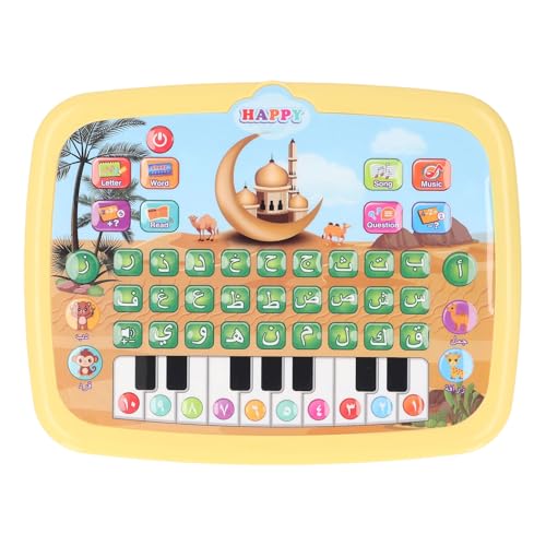 Mingzhe Arabic Learning Machine Interactive Electronic Educational Toy with 28 Alphabet Words 10 Numbers for Kids Children Plastic 7.1 x 9.4 x 0.8in (Yellow) - color: Yellow