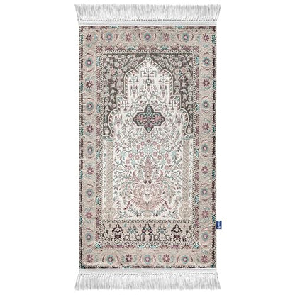 Naseej Prayer Mat Collection – Woven Islamic Design, Cushioned for Comfort (Pastel Mihrab)