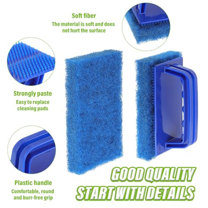 5 Pack Electric Cleaning Brush Pad Kitchen Bathroom Household Cleaning Pad Swimming Pool wall Cleaning Brush Heavy Duty Griddle Scrubber Scouring Pad and 1 Pack Handle kit(Blue) - color: Blue