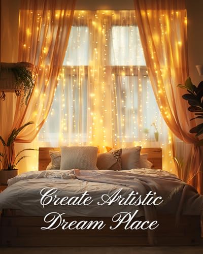 Smart Curtain Lights, USB Plug in, 9.8ft 300 LED Window Smart String Light with APP and Remote, 8 Modes, Waterproof Fairy Lights for Bedroom, Indoor, Weddings, Party, Christmas Ramadan Decorations - size: 300LED-Warm White