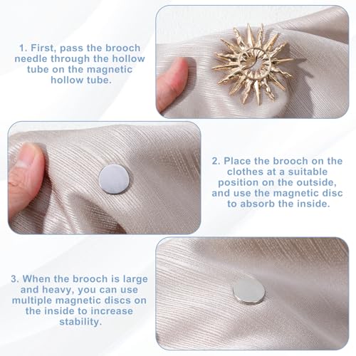 Hecila 4 Pairs Mini Magnetic Pin Brooch Converters Magnetic Clasps Metal Clothing Magnets Buckle Almost Invisible Magnets Pins Converter Lapel Pin Holder for Hijab Scarf Shawls Thin Fabric