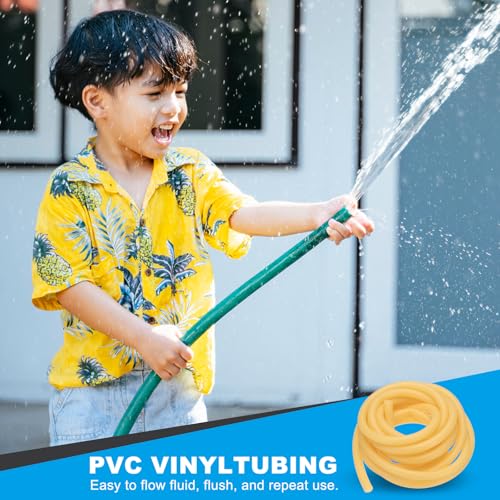 PATIKIL Rubber Tubing, 10mmx14mmx5m Tubing Tube with Hose Clamps, Soft Hose Line Pipe for Multipurpose Industrial Aquarium, Yellow - size: 10mmx14mmx5m