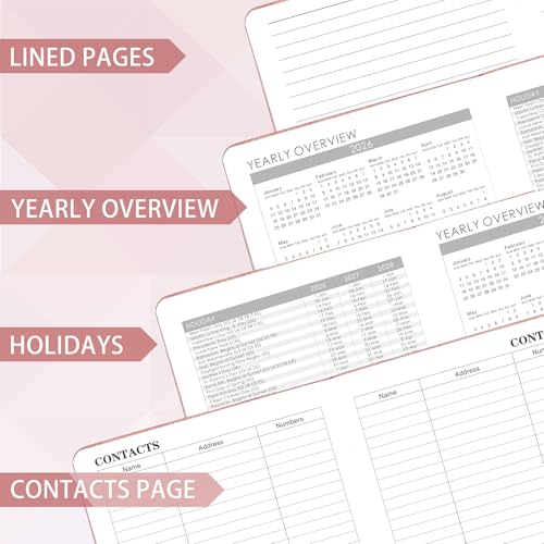 2026-2027 Planner - Academic Planner 2026-2027 Weekly Monthly Planner, July 2026 - June 2027, 5.7'' x 8.4'', Thick Paper, Leather Cover, Pen Holder, Back Pocket, Perfect Daily Organizer - Rose Gold - color: Rose Gold