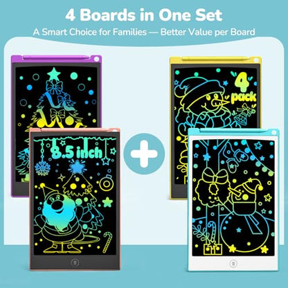 TECJOE 4 Pack LCD Writing Tablet for Kids, 8.5 Inch Toddlers Drawing Tablet - color: Blue & Purple & Green & Dark Blue