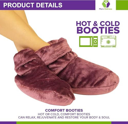 Mars Wellness Heated Microwavable Foot Booties - Microwavable Socks - Herbal Hot/Cold Deep Penetrating Herbal Aromatherapy Wrap Warmer (Mauve) - 2 Pack - color: Mauve, size: Pack of 2