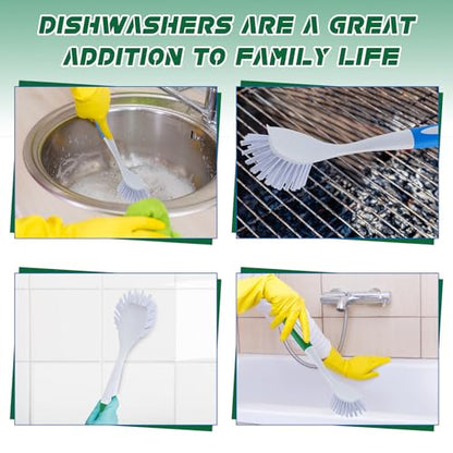 Hsei 20 Pcs Blue and Green Kitchen Scrub Dish Brush Bulk with 11 Inch Anti Slip Handle Cleaning Dish Scrubber with Stiff Bristles Washing Scrub Brushes for Housekeeping for Pots and Pans, Kitchen Sink - color: Blue and Green