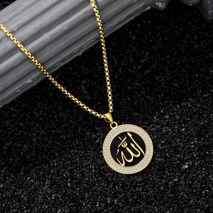 Allah Necklace for Men 925 Sterling Silver/18K Gold Plated Allah Arabic Pendant Islamic Jewelry Gifts for Men Women - style: Cubic Zircon
