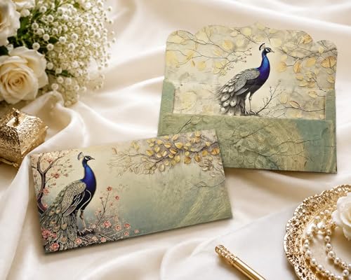 FourFaith Peacock Wedding Money Envelopes Set of 10 - size: Peacock 1 envelope (10)
