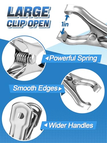 Stainless Steel Garden Cilps - 40Pcs Large Open Metal Clamps for Greenhouse Hoops, 2" Fix Plant Cover Shade Cloth Netting Tarp, Tight Grip Weatherproof Gardening Supplies - style: 40pcs