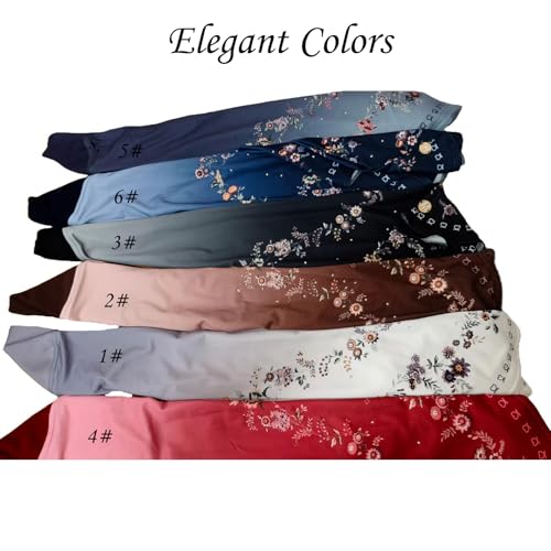 Instant Hijab For Women Ready To Wear Printed Floral Ombre Hijabs Islamic Abaya Turban Muslim Slip-On Khimar Hijab - color: 3# Ink Grey