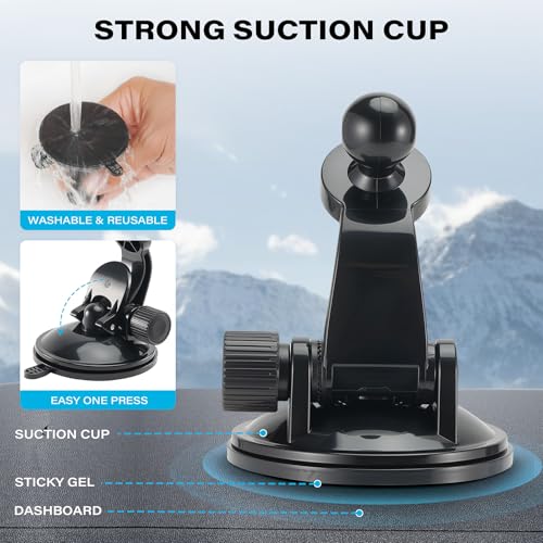 2 PCS Adjustable GPS Car Mount for Garmin Nuvi Dezl Drive Drivesmart Zumo Driveassist DriveLuxe StreetPilot RV, Replacement Suction Cup GPS Dash Ball Mount Dashboard Windshield Car Holder