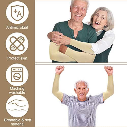 Janmercy 8 Pairs Arm Sleeves Thin Skin Protectors - color: Beige