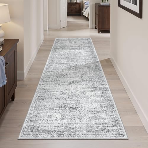 Soalmost Runner Rug 2x6 Washable Kitchen Hallway Runners Non-Slip Grey - color: Grey, size: 2' x 6' (Runner)