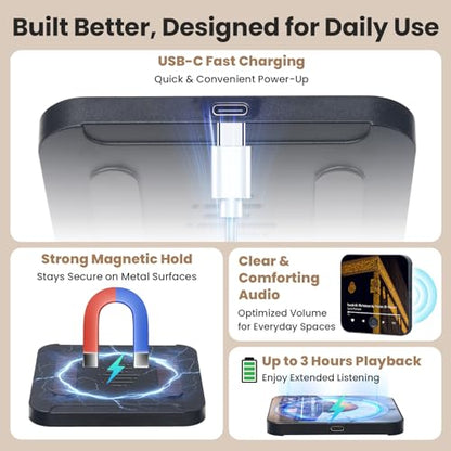 Quran Magnet Speaker for Fridge - Preloaded Surah Audio Player with Islamic Recitations, Portable Magnetic, USB-C Rechargeable, Touch Control, Ramadan & Eid Gifts, Islamic Gifts (Surah Maryam) - color: Surah Maryam - Mishary Alafasy