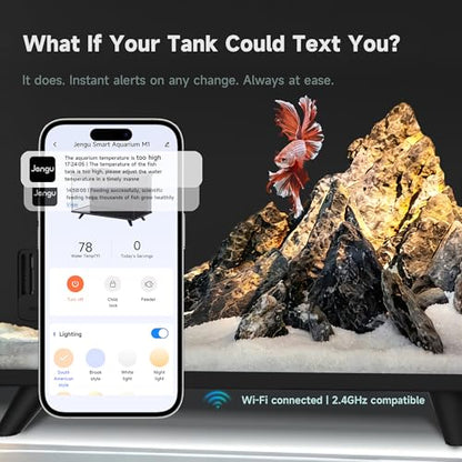 M1 5 Gal Smart Aquarium Starter Kit - App-Controlled Betta Fish Tank with Auto Feeder, Adjustable Pump, Temp Display, Leak-Proof Glass, Timer LED Light, Desktop Tank for Home or Office, Black - color: Black