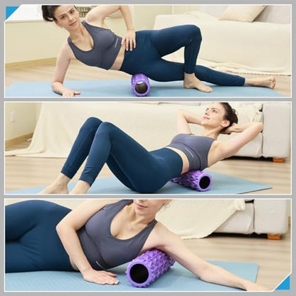 Foam Roller, 15 inch High Density Massage Roller for Exercise | Deep Tissue Massager for Muscle Massage, Myofascial Trigger Point Release, Exercise, Yoga, Pilates & Stretching, Purple - color: Purple