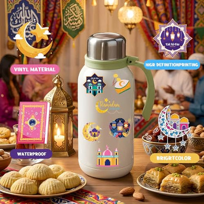Xzentira 150PCS Ramadan Eid Stickers Islamic Mubarak Vinyl Crafts Decals for Ramadan Decorations Eid Gifts Adult Gift Packaging Laptop Bottle Scrapbook - style: Ramadan