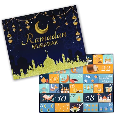 Ramdan Advent Calendar with 30 Pcs Drawers, Empty Eid Mubarak Coutdown Boxes, Fillable Ramadan Gift Box, Ramadan Gifts Eid Deroc