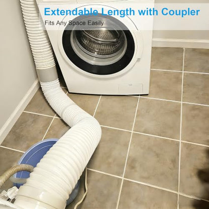 2 Pack 5.9 Inch Portable Air Conditioner Hose with Coupler Exhaust Vent AC Hose Connector with Tube Connector Total 118" Length Counter-Clockwise Thread Universal Replacement Hose/Coupler