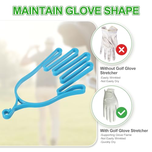 PATIKIL Golf Gloves Stretcher, Plastic Keeper Support Rack Holder Dryer Hanger Frame with Hanging Hook - color: Green/Blue