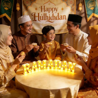 Aurelema Sukkot Large LED Letter Sign LED Lights Battery Powered Table Decoration for Party Gift Tabletop Decoration(Ramadan) - size: 8.27 inches, style: Ramadan