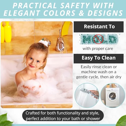 ENKOSI Non-Slip Bath & Shower Mat 40x16 Extra Long, Suction & Drain Holes | Fun aquarium print for kids; Durable PVC; 40x16 in, Aquarium Print - color: Aquarium Print