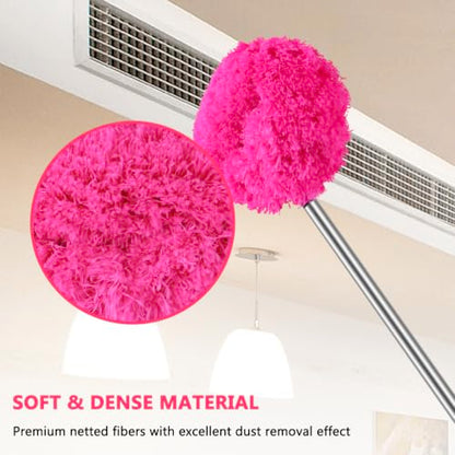 Ceiling Fan Cleaner Duster Reusable Microfiber Ceiling Fan Blade Cleaner Removable Duster with Extension Pole Adjusts 13 to 49.7 Inch for Cleaning Walls Bookshelves Furniture Door Window Top (Rosy) - color: Rosy