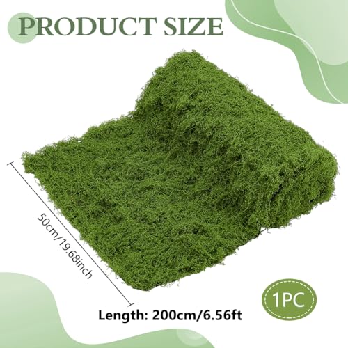 INFUNLY Artificial Moss Mat 19.7 * 78.7inches Green Moss Table Runner Fake Mossy Sheet Roll Waterproof Grass Carpet Blanket Christmas Fake Mossy Table Runner for DIY Fairy Garden Floral Wedding Decor