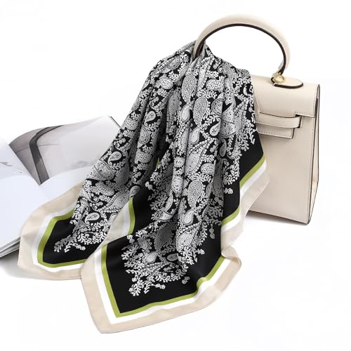 STARWHISPER 27" Square Head Scarf for Women Silk Feeling Satin Scarf Women Fashion Silk Scarf for Wrapping Hair - color: Paisley4