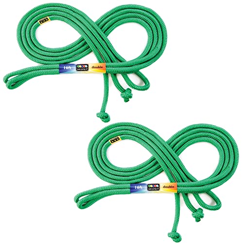 Just Jump It 16' Foot Jump Rope 2 Pack - Long Jump Ropes for Double Dutch - Outdoor Jump Ropes for Kids and Adults to Play Family Games & Exercise - color: Green