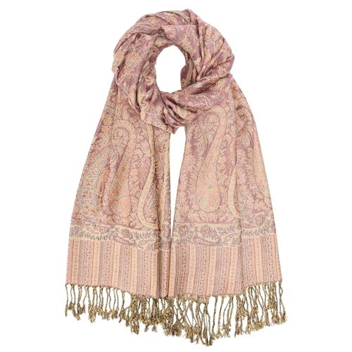 Reversible Paisley Pashmina Rave Scarf Shawl-Soft Silky Pashmina Wraps for Women Evening Dresses - color: B#.rubber Red