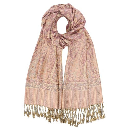 Reversible Paisley Pashmina Rave Scarf Shawl-Soft Silky Pashmina Wraps for Women Evening Dresses - color: B#.rubber Red