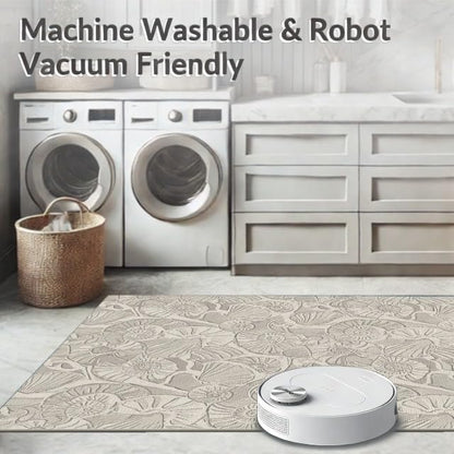 6'x9' Washable Abstract Seashell Area Rug, Cream Non-Shedding Pet Friendly Room Rug for Queen Size Bedroom, Under Bed, Master Suite, Foldable Easy Care Carpet | Ref:1903052 - color: Beige/Pattern 14, size: 6' x 9' (Rectangular)