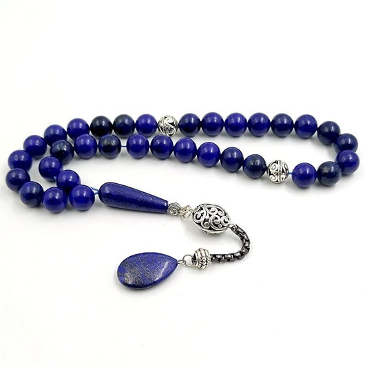 ALBASHAN Tasbih Lapis lazuli MUSLIM prayer beads 33beads bracelet misbaha - size: 10mm x 100 beads