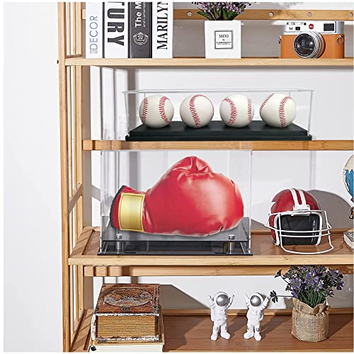 Baseball Display Case for 4 Pack in one,Baseball Holders for Balls Display,Acrylic Baseball Stand Storage ,Memorabilia Display Case for Tennis Ball,Lacrosse Ball,Bocce Ball - size: 13.3x3.3x3.3 inch