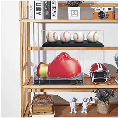 Baseball Display Case for 4 Pack in one,Baseball Holders for Balls Display,Acrylic Baseball Stand Storage ,Memorabilia Display Case for Tennis Ball,Lacrosse Ball,Bocce Ball - size: 13.3x3.3x3.3 inch