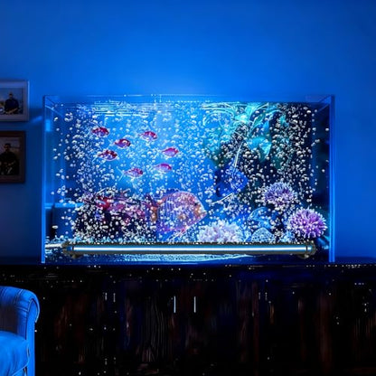 Submersible Fish Tank Aquarium Light: Underwater Aquarium Bubble Lights with Adjustable Brightness Colors -IP68 Waterproof Bubble Lights with Remote and Suction Cups for 20-25 inch Aquarium Fish Tank - size: 20 inch Nanoscale Bubbles