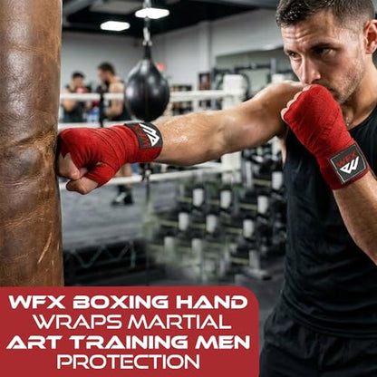 WFX Boxing Hand Wraps 3.5 4.5 Meter Martial Arts Bandages Inner Gloves Wrist Support Straps Punching Under Hand Knuckles Heavy Elasticated Training Bag Mitts Muay Thai - color: Red, size: 3.5 M