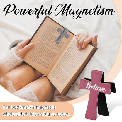Resurhang 48 Pcs Magnetic Bookmarks Christian Cross Magnetic Page Markers Religious Bible Verses Bookmarks for Mother's Day Women Student Church Study Group Graduation Coworker Team (Morandi) - style: Morandi