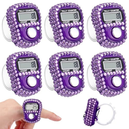Simgoing Electronic Finger Clicker Counter, Rhinestones Tally Tasbeeh Counter Gifts for Prayer Islamic Golf Counting Goods Lap Knitting Bling Accessories - color: Purple
