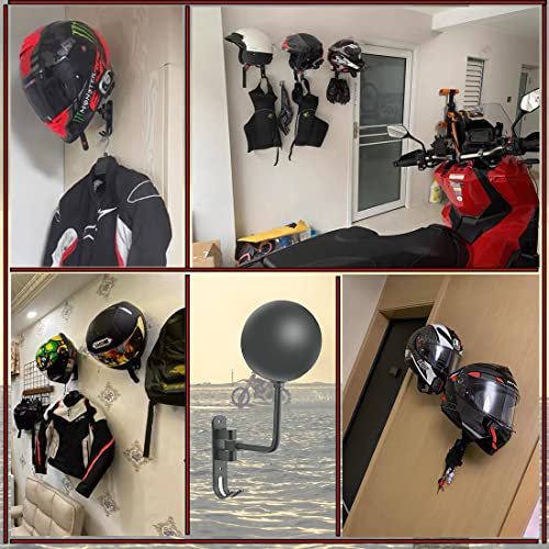 SANGMO Grey 180 Motorcycle Helmet Rack, Rotation Metal Wall Mounted Holder With 2 Hooks for Bike Coats, Caps, Baseballs (2 Pcs) - color: Gray*2
