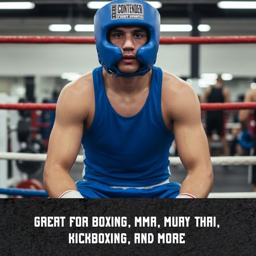 Contender Fight Sports Competition Boxing Muay Thai MMA Sparring Head Protection Headgear with Cheeks - color: Black, size: Large (New)